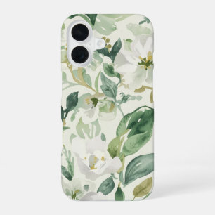 Coque iPhone 16 Feuilles Florales Aquarelle Verte Botanique Nature