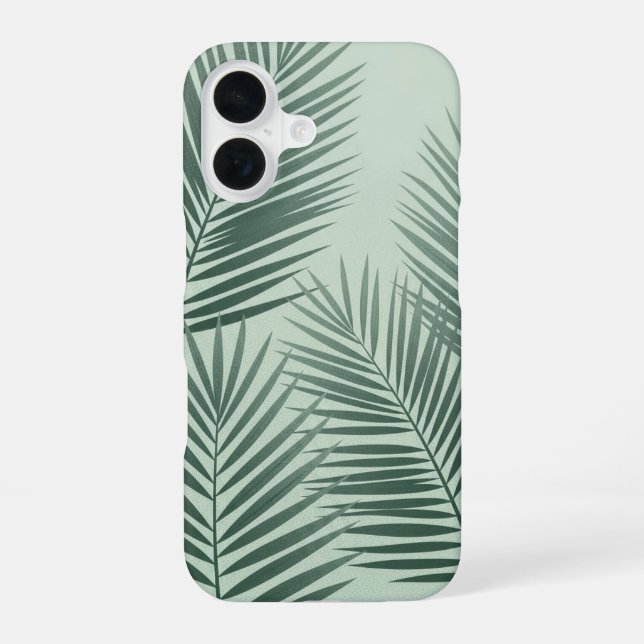 Coque iPhone 16 Feuilles tropicales stylisées rétro (Verso)