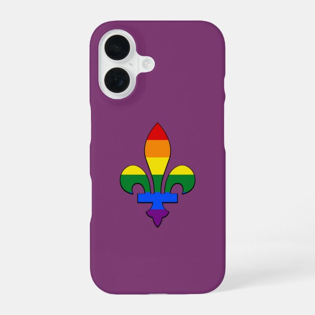 Coque iPhone 16 Fierté LGBT fleur de lis (Verso)