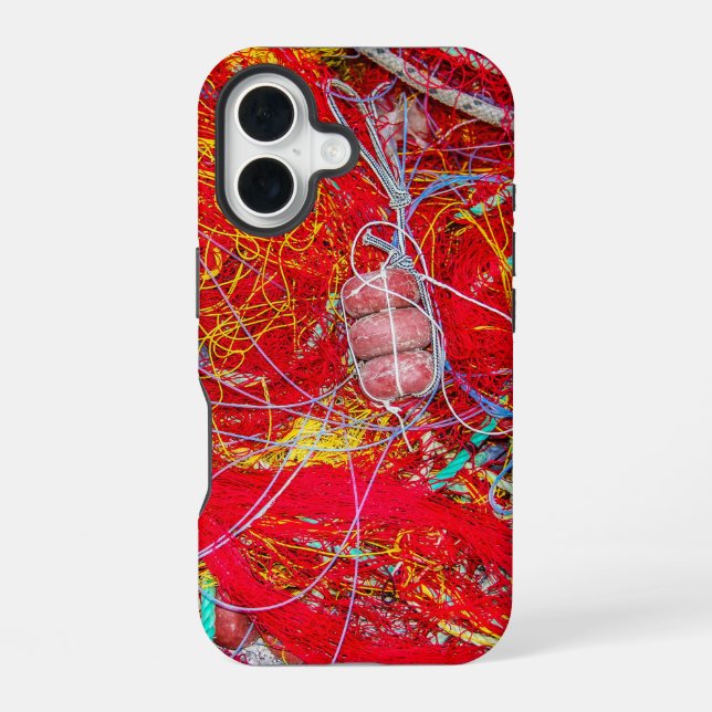 Coque iPhone 16 Filets de pêche colorés (Verso)