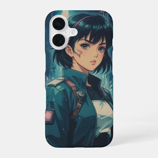 Coque iPhone 16 Fille Anime Cyperpunk (Verso)