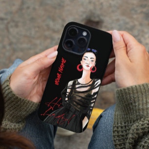 Coque iPhone 16 Fille de ville moderne personnalisée Graphique noi