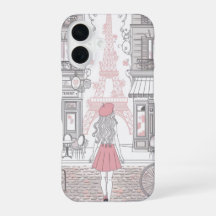 Fille Parisienne - Tour Eiffel mignonne et rue du