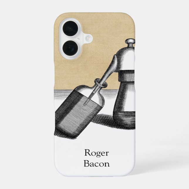 Coque iPhone 16 Fiole d'alambic d'alchimie avec nom (Verso)