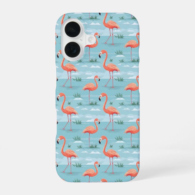 Coque iPhone 16 Flamant rose Motif (Verso)