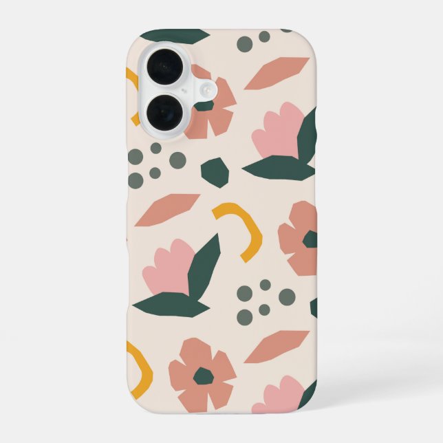 Coque iPhone 16 Fleur abstraite Rétro Bloom (Verso)