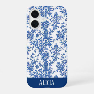 Coque iPhone 16 Fleur Bleue Toile
