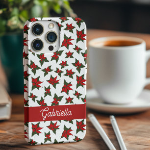 Coque iPhone 16 Fleur botanique rouge de Noël