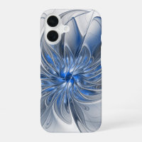 Fleur d'art fractal à l'aquarelle bleue grise abst