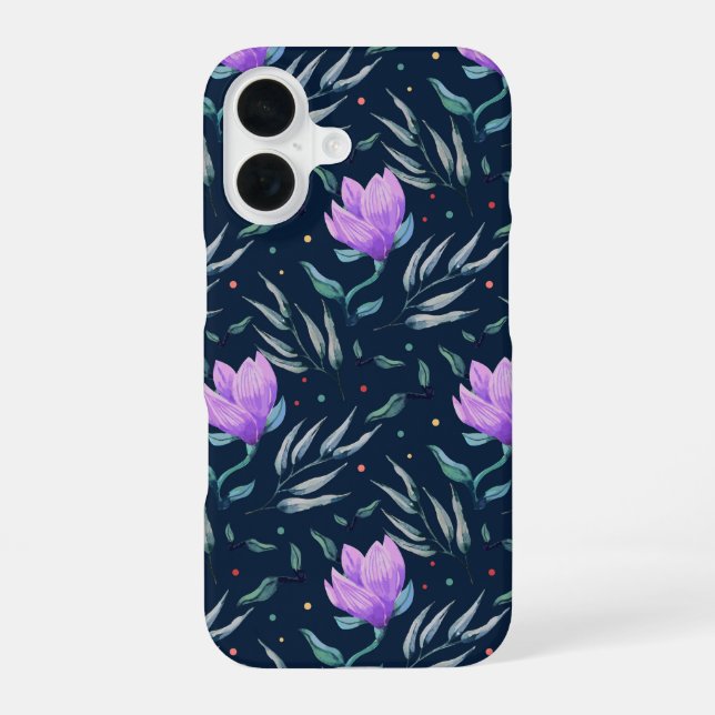 Coque iPhone 16 Fleur de minuit (Verso)