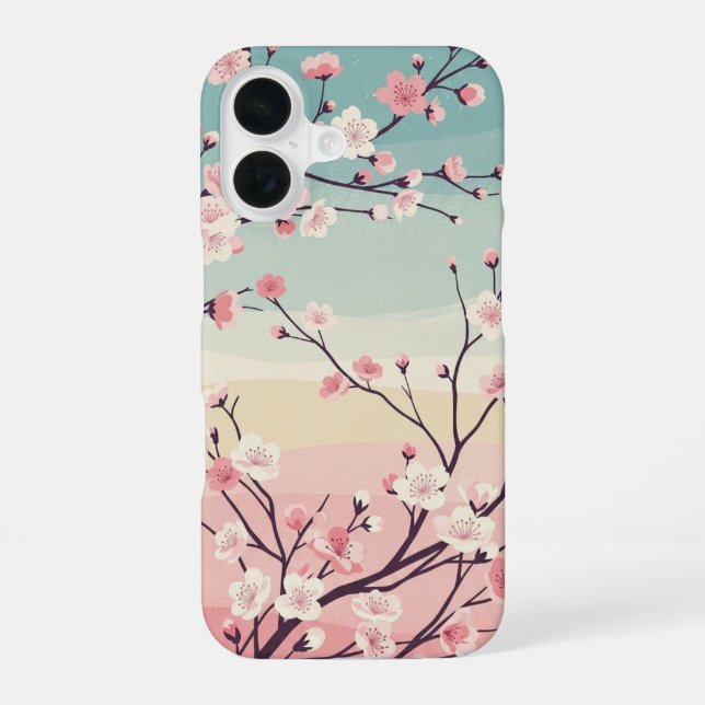 Coque iPhone 16 Fleur de Sakura Vintage (Verso)