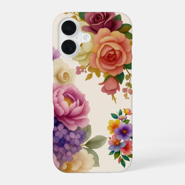 Coque iPhone 16 Fleurs Aquarelle (Verso)