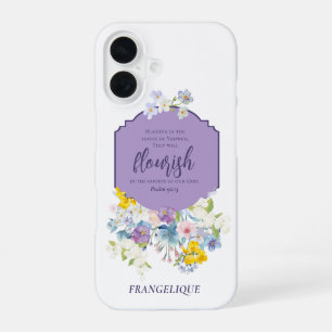 Coque iPhone 16 Fleurs aquarelles de printemps Verset biblique Per