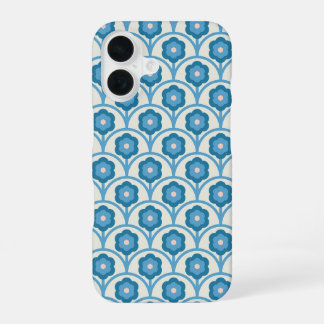 Coque iPhone 16 Fleurs arc-en-ciel bleues et roses Groovy