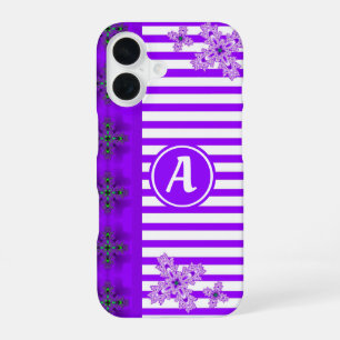 Coque iPhone 16 Fleurs Art Déco dans le style rétro avec monogramm