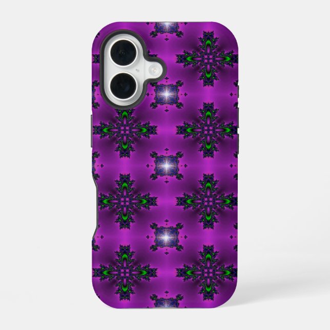 Coque iPhone 16 Fleurs Art Déco de style rétro (Verso)