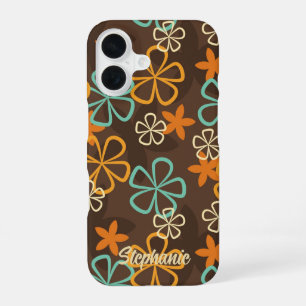 Coque iPhone 16 Fleurs Atomiques - Fleurs Modernes du Milieu de Si