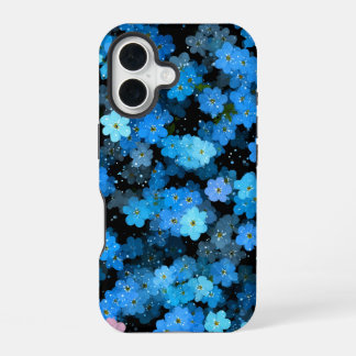 Coque iPhone 16 Fleurs bleues abstraites