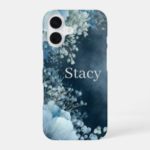 Coque iPhone 16 Fleurs Bleues & Nuages