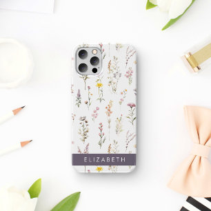 Coque iPhone 16 Fleurs colorées, Fleurs sauvages, Verdure, Votre N
