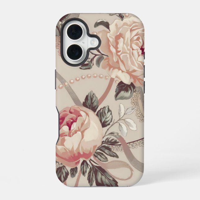 Coque iPhone 16 Fleurs Coquette Motif (Verso)