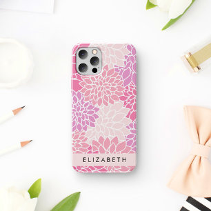 Coque iPhone 16 Fleurs Dahlia Roses, Motif De Fleurs, Votre Nom