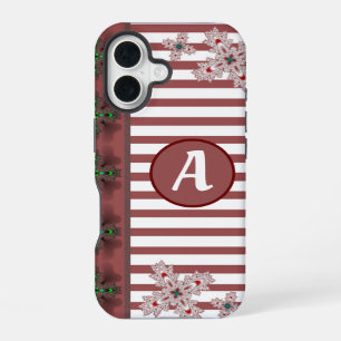 Coque iPhone 16 Fleurs d'art en style rétro avec monogramme
