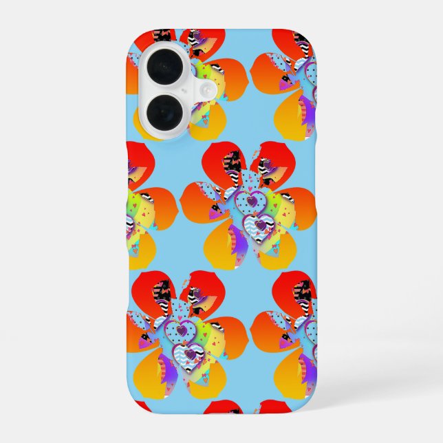 Coque iPhone 16 Fleurs de cœur  (Verso)