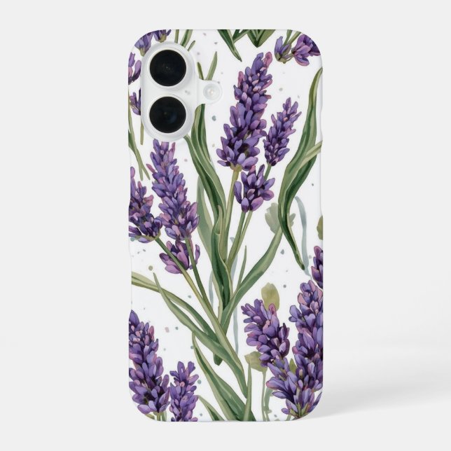 Coque iPhone 16 Fleurs de Lavande Violette Aquarelle Botanique (Verso)
