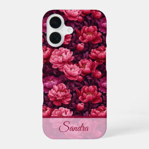 Coque iPhone 16 Fleurs de paon florales personnalisées pour annive