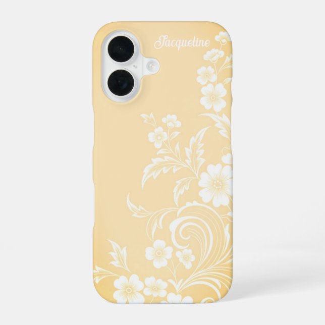 Coque iPhone 16 Fleurs de Pêche et Blanches Délicates (Verso)