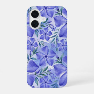 Coque iPhone 16 Fleurs de Pervenche Bleu Violet Vinca