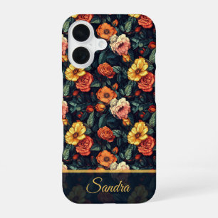 Coque iPhone 16 Fleurs de rose personnalisées pour fête d'annivers
