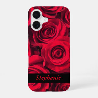 Coque iPhone 16 Fleurs de rose profonde personnalisées