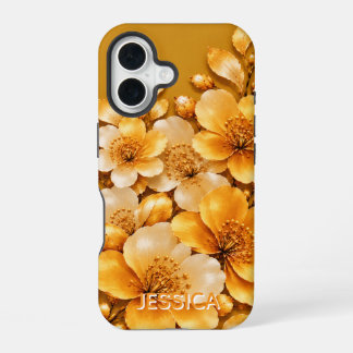 Coque iPhone 16 Fleurs d'Iris sarcelle élégantes personnalisées