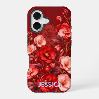 Coque iPhone 16 Fleurs d'Iris sarcelle élégantes personnalisées