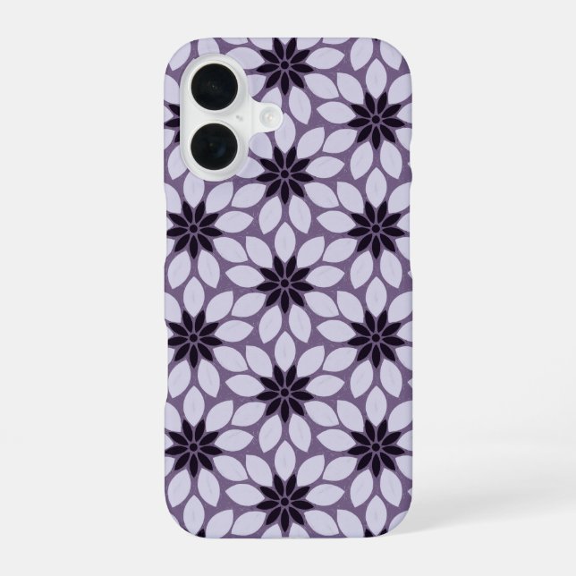Coque iPhone 16 Fleurs en mosaïque imprimées en bloc de couleur vi (Verso)