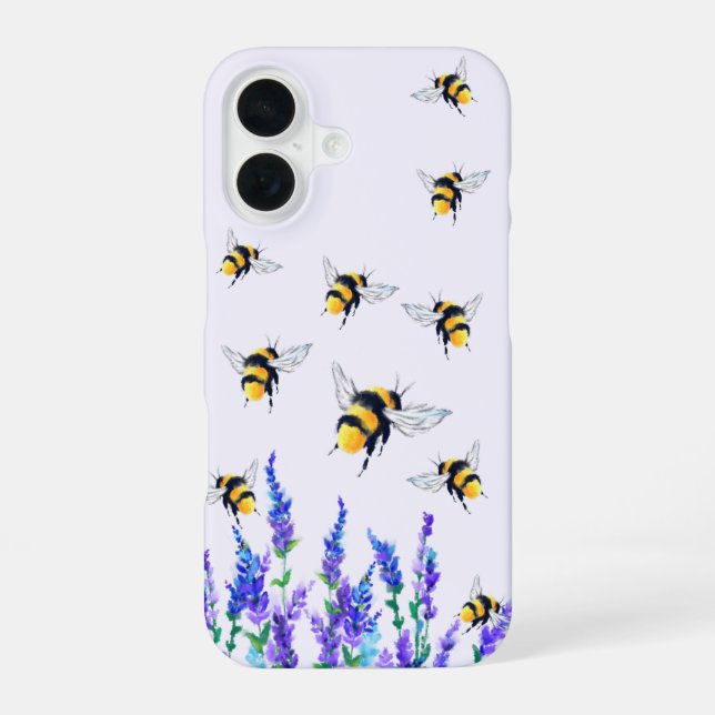 Coque iPhone 16 Fleurs et coques iphone d'abeilles (Verso)