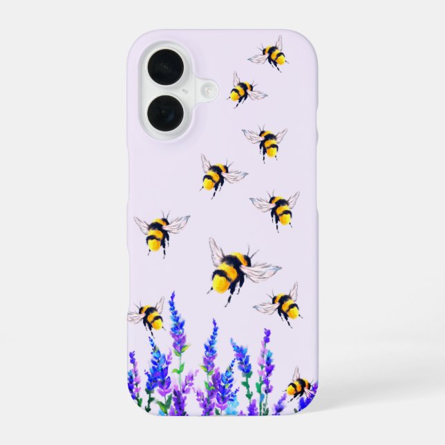 Coque iPhone 16 Fleurs et coques iphone d'abeilles (Verso)