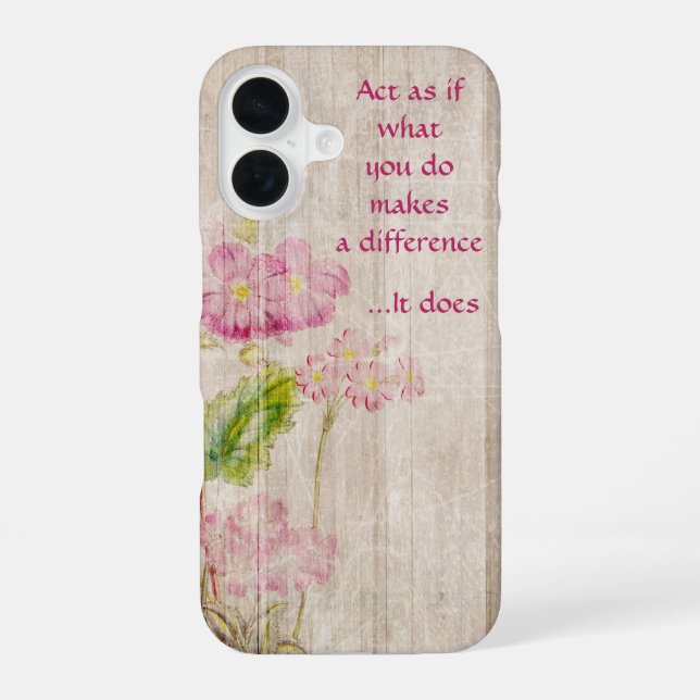 Coque iPhone 16 Fleurs et devis (Verso)