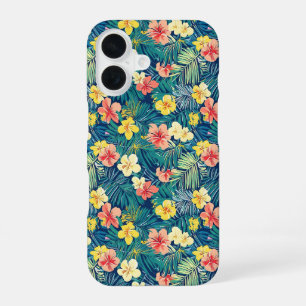Coque iPhone 16 Fleurs exotiques colorées Motif