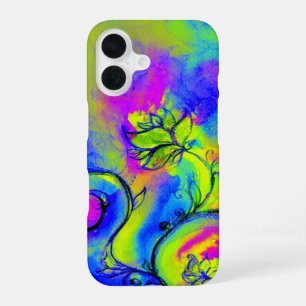 Coque iPhone 16 FLEURS FANTAISISTES,Tourbillon floral vert jaune v