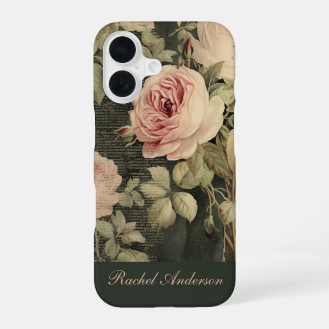 Coque iPhone 16 Fleurs Florales Rustiques Vintage (Verso)