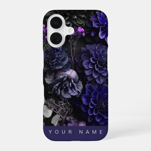 Coque iPhone 16 Fleurs Hantées Bleues (Verso)