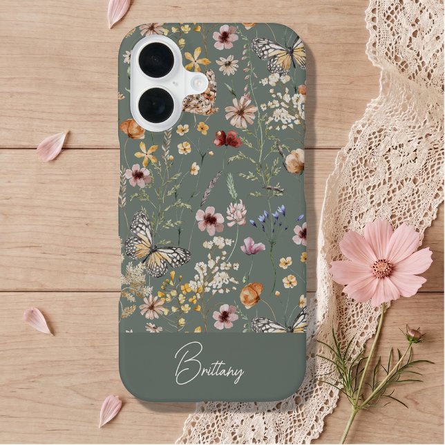 Coque iPhone 16 Fleurs sauvages aquarelle Boho iPhone 16  (Créateur téléchargé)