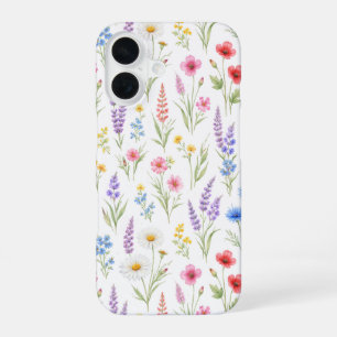 Coque iPhone 16 Fleurs sauvages pastel lavande rose