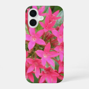 Coque iPhone 16 Fleurs tropicales rose vif