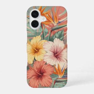 Coque iPhone 16 Fleurs tropicales vintage