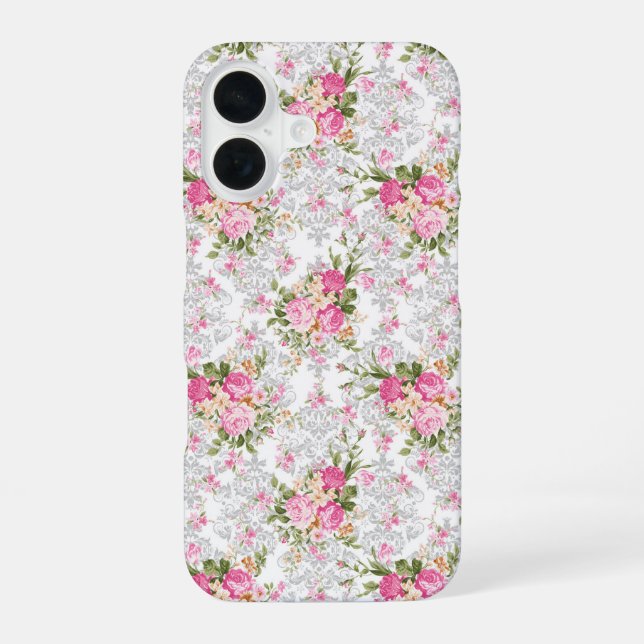 Coque iPhone 16 Fleurs Vintage Shabby (Verso)