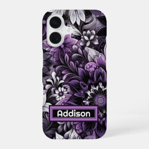 Coque iPhone 16 Fleurs Violettes Mystiques